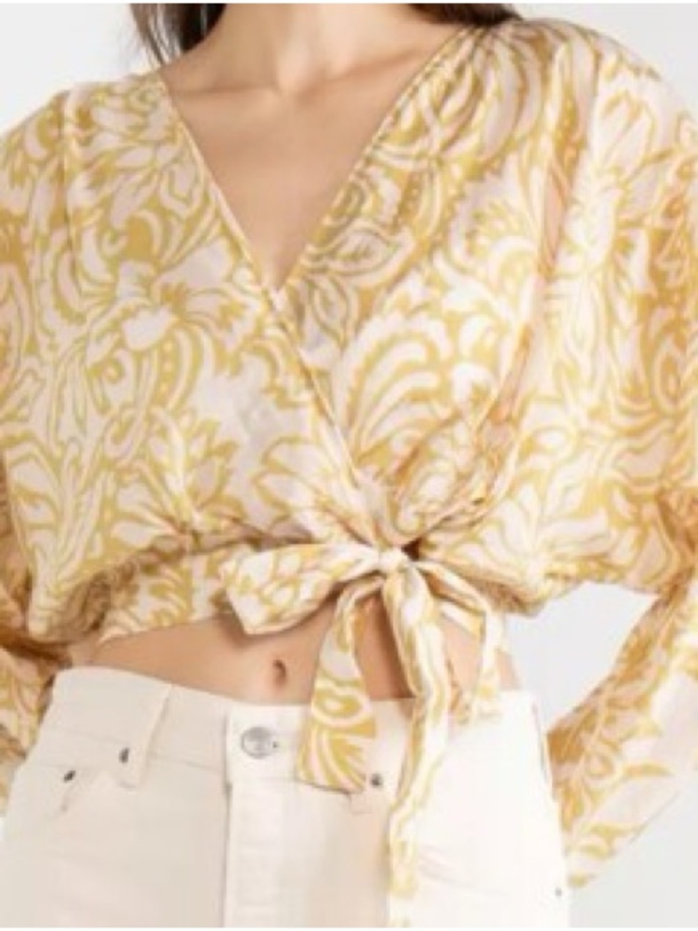 Zara Yellow Floral Wrap Blouse